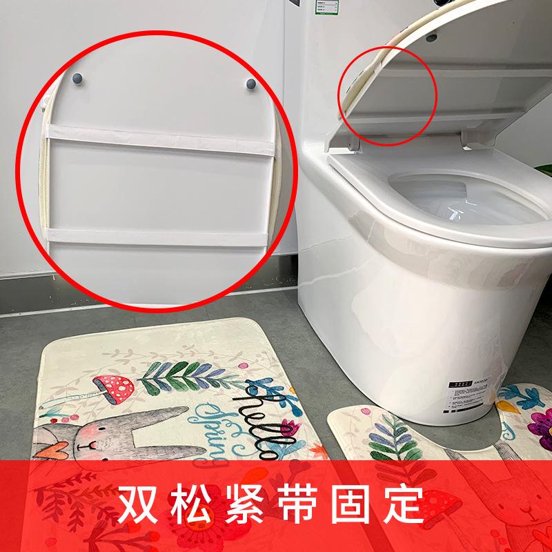 cross-border custom thickened flannel printed toilet three-piece floor mat foreign trade amazon toilet absorbent floor mat Specification drawing