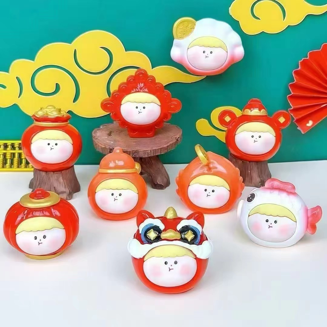 手绘新年喜庆莉丝萌粒 diy饰品手工钥匙扣挂件车载摆件潮玩小配饰