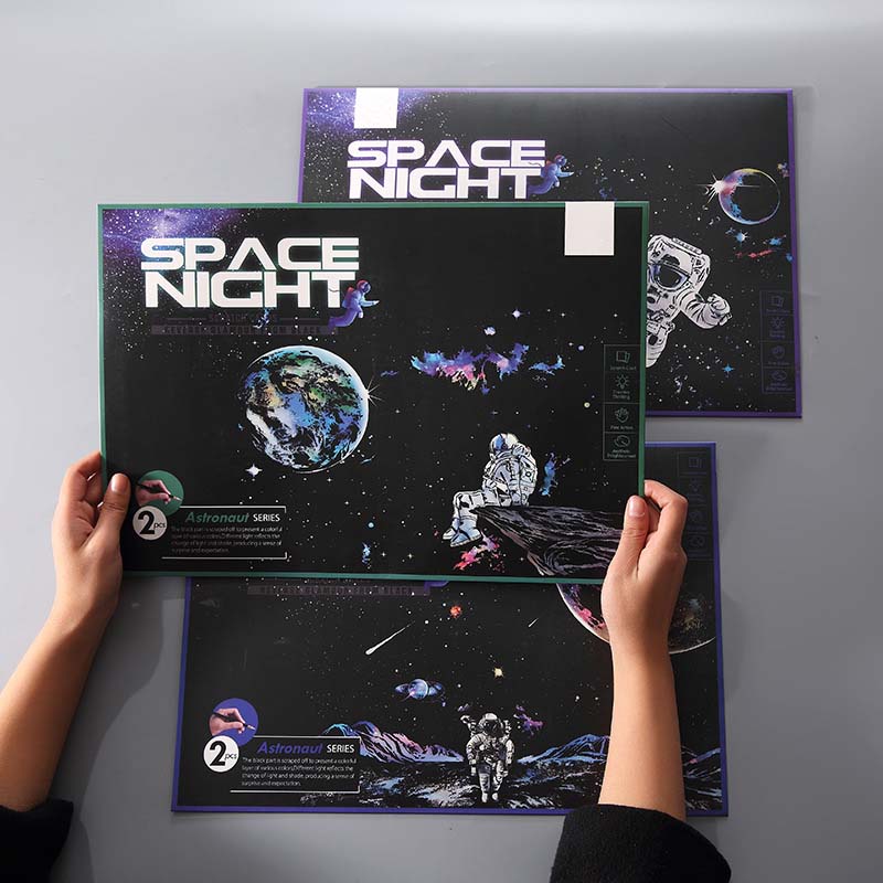 Space planet scratch-off night scene astronaut scratch-off Specification image