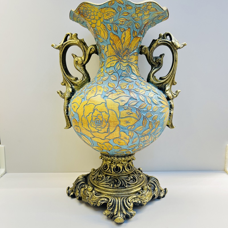 Relief fruit plate, tissue box, vase, high-end home flower arrangement, hotel living room decoration, resin flower arrangement, large vase, home decoration, decorative large vase, TV cabinet decoration, vase, decorative vase, hotel Item Picture