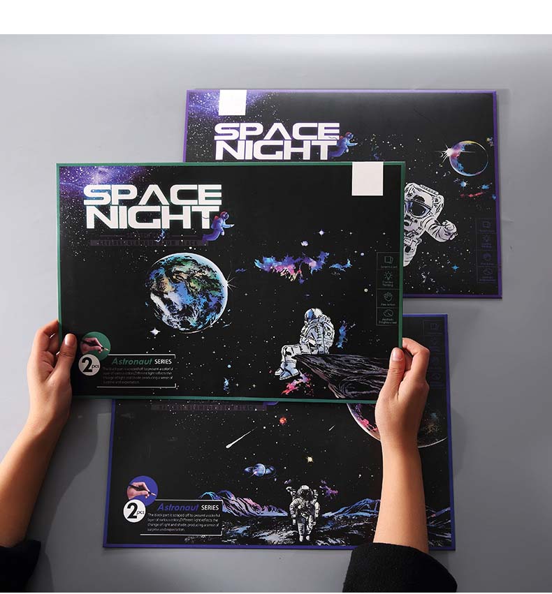 Space planet scratch-off night scene astronaut scratch-off pic 5