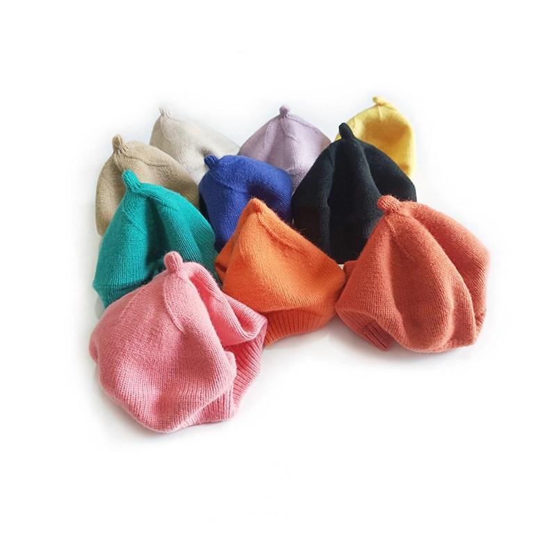 baby hat spring and autumn baby girl beret infant woolen cap autumn and winter children painter cap knitted hat Specification drawing