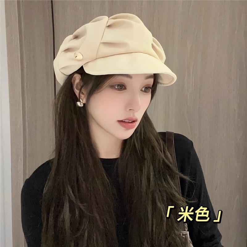 counter quality show face a little cloud octagonal cap female miumiu bag face painter cap casual korean style plain face beret details Picture
