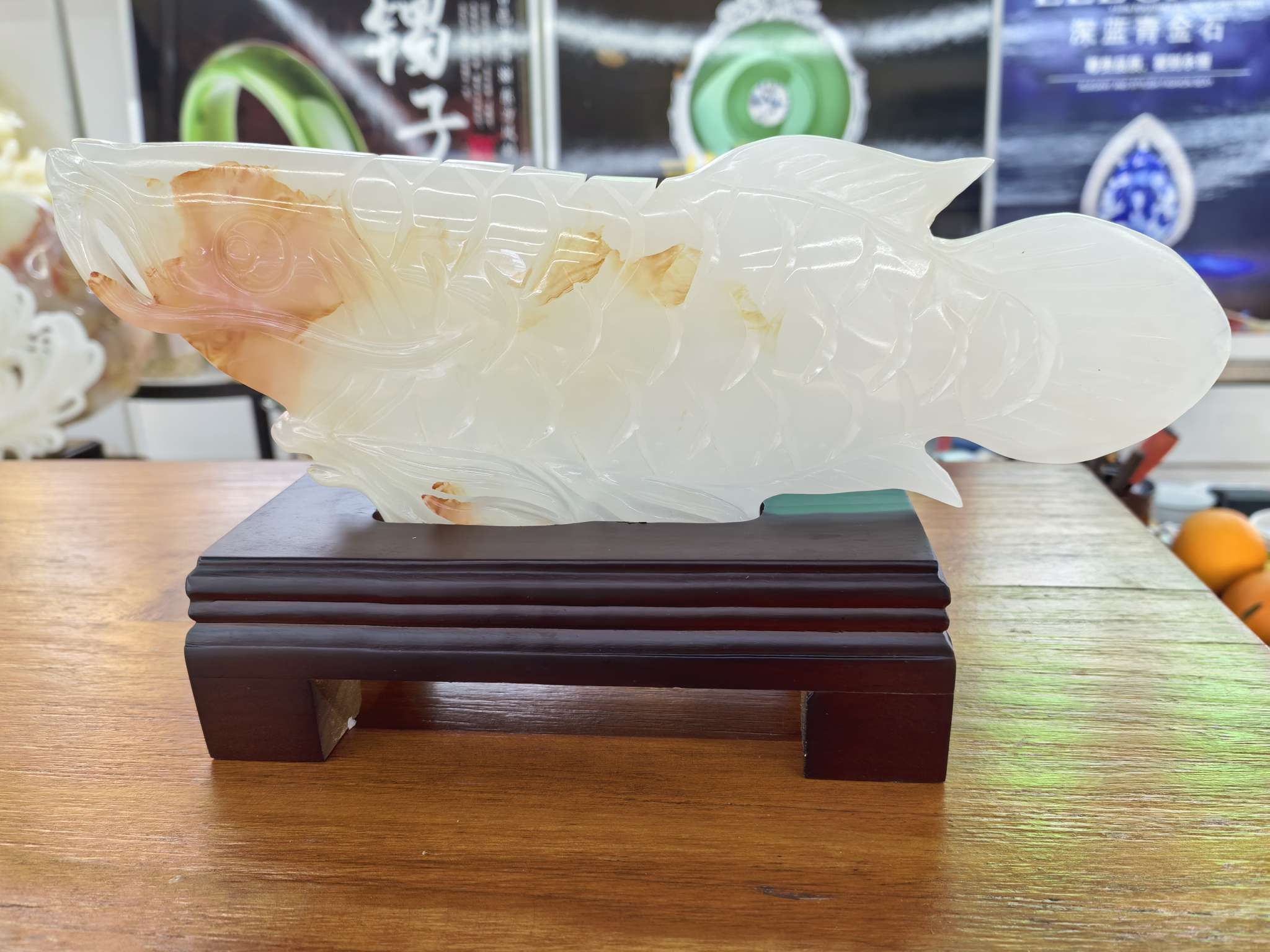 Jade natural cada año hay pescado, pakistán artesanía exquisita regalo decoración decoración decoración creativa hogar sala de estar estética arte colección otros decoración decoración regalo caja de regalo detail image 9