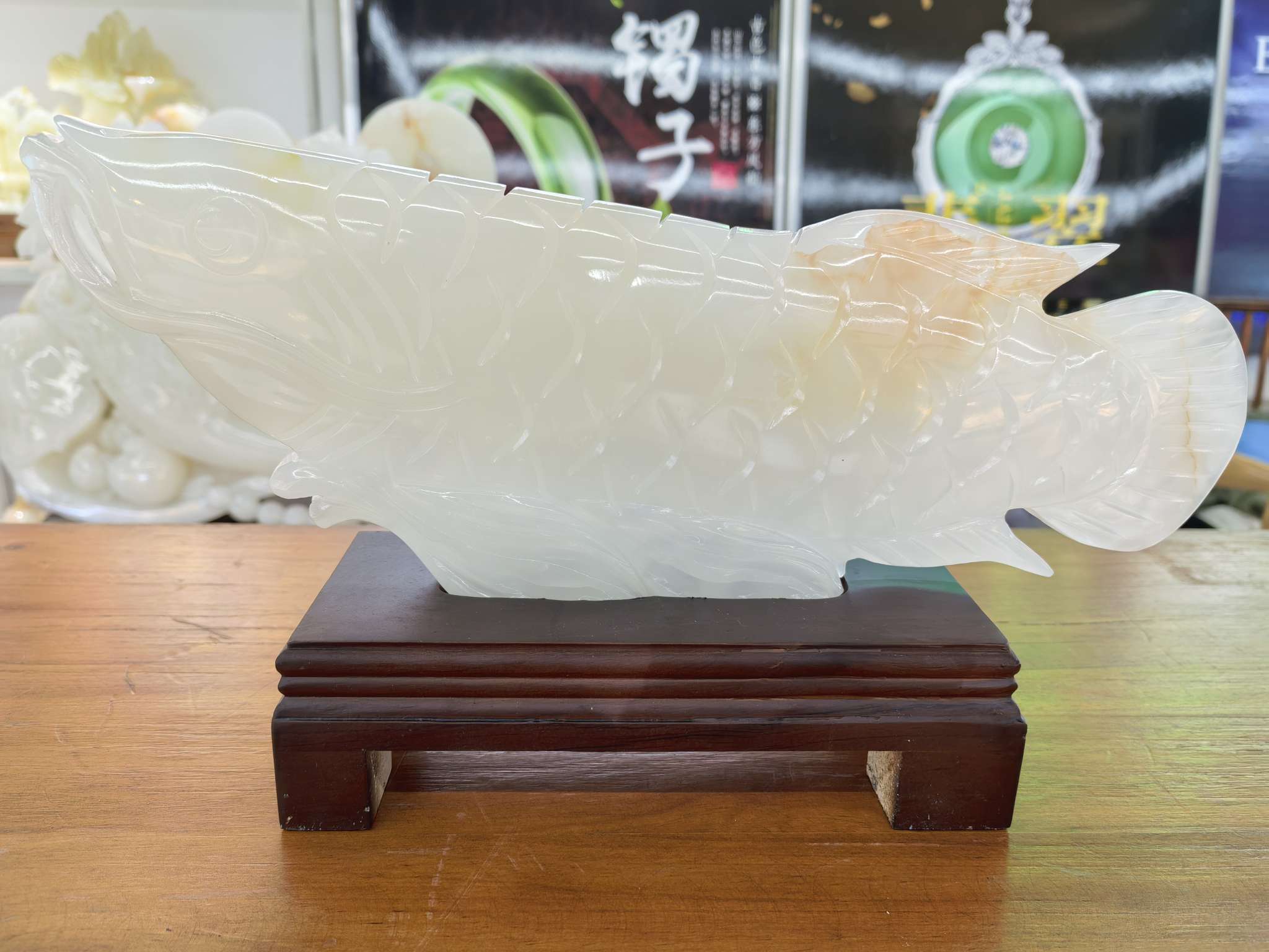 Jade natural cada año hay pescado, pakistán artesanía exquisita regalo decoración decoración decoración creativa hogar sala de estar estética arte colección otros decoración decoración regalo caja de regalo detail image 10