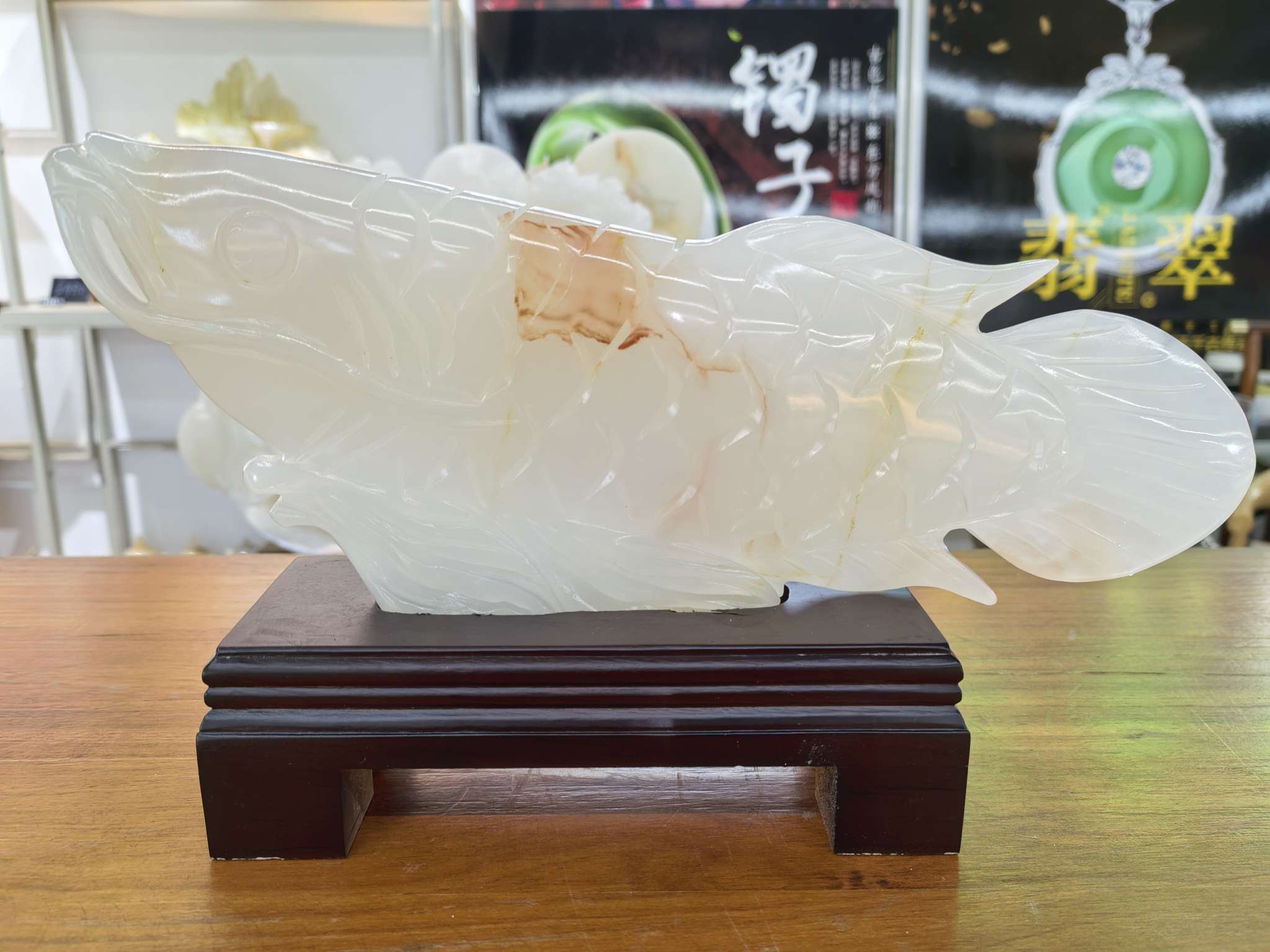 Jade natural cada año hay pescado, pakistán artesanía exquisita regalo decoración decoración decoración creativa hogar sala de estar estética arte colección otros decoración decoración regalo caja de regalo detail image 11