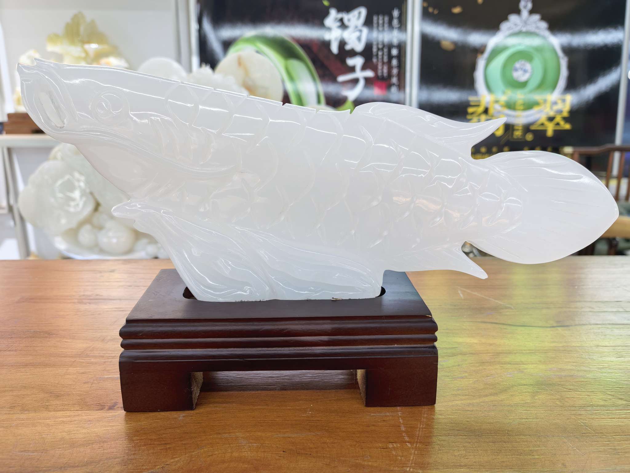 Jade natural cada año hay pescado, pakistán artesanía exquisita regalo decoración decoración decoración creativa hogar sala de estar estética arte colección otros decoración decoración regalo caja de regalo detail image 8