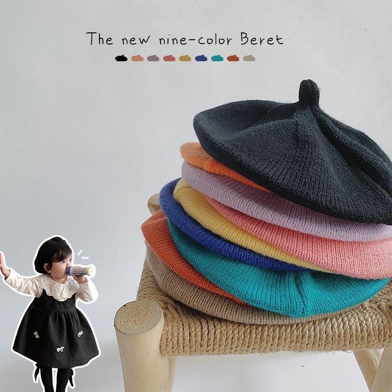 baby hat spring and autumn baby girl beret infant woolen cap autumn and winter children painter cap knitted hat full figure
