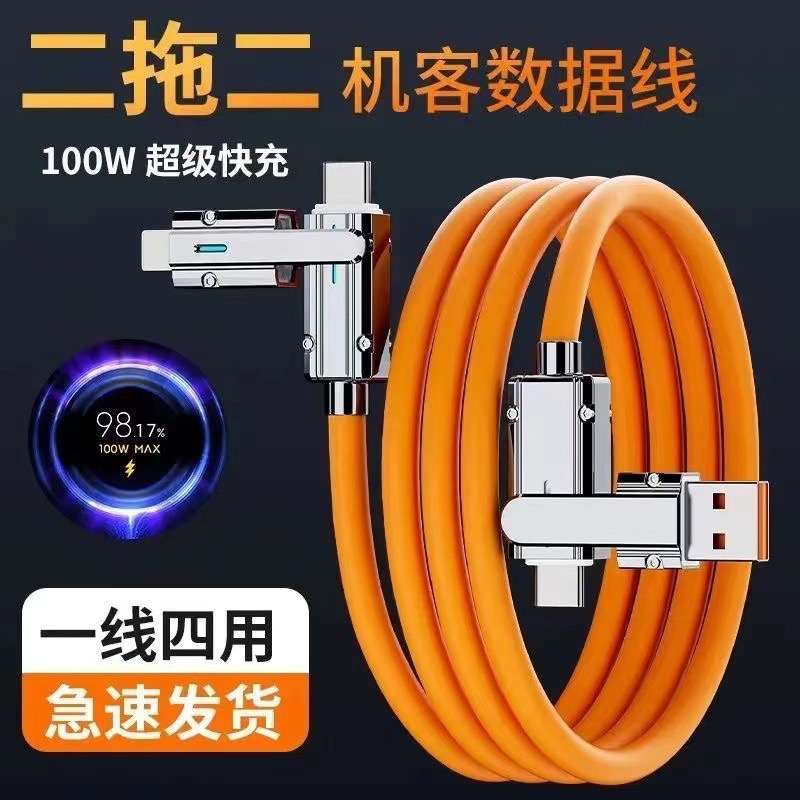 100W two-to-two fast charging data cable full figure