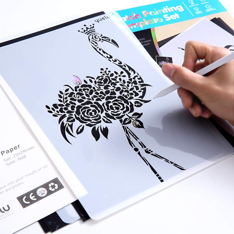 Stack scratch paper set A4 animales arquitectura diy mano scratch pintura Specification image