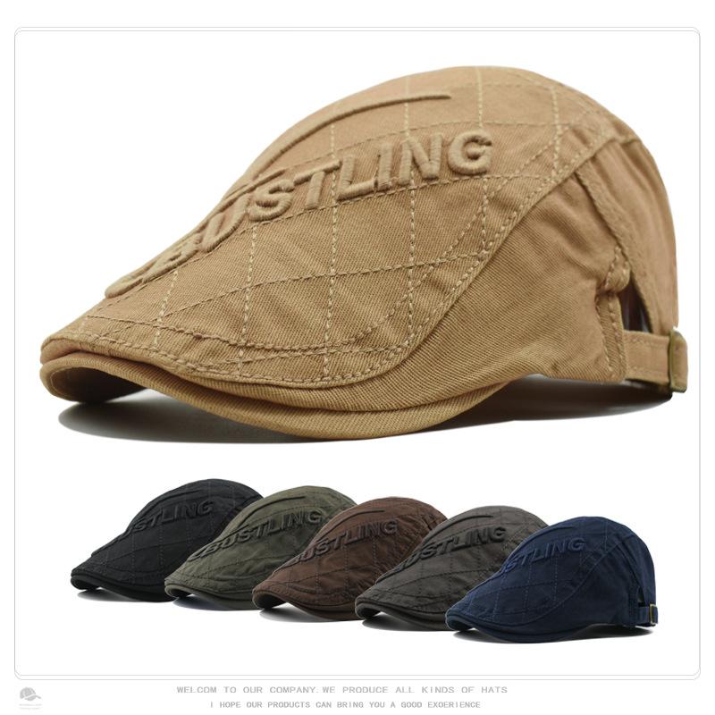 South Korea Fashion Street All-Match Advance Hats Men's Embroidery Letter Beret Women's Sun Protection Casual British Fashion Brand Hat full figure
