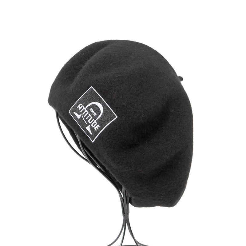 autumn and winter women's fashion japanese and korean street portrait letter embroidery beret striped pattern fashion black beret Item Picture