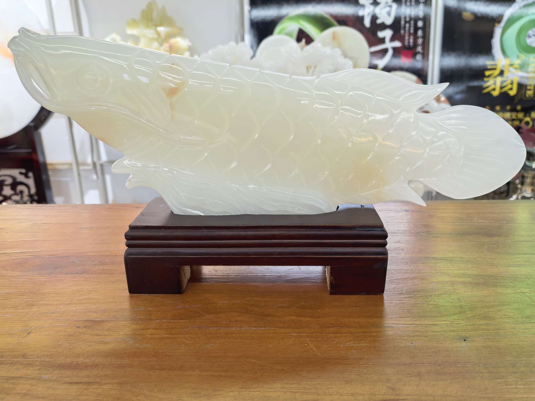 Jade natural cada año hay pescado, pakistán artesanía exquisita regalo decoración decoración decoración creativa hogar sala de estar estética arte colección otros decoración decoración regalo caja de regalo detail image 12