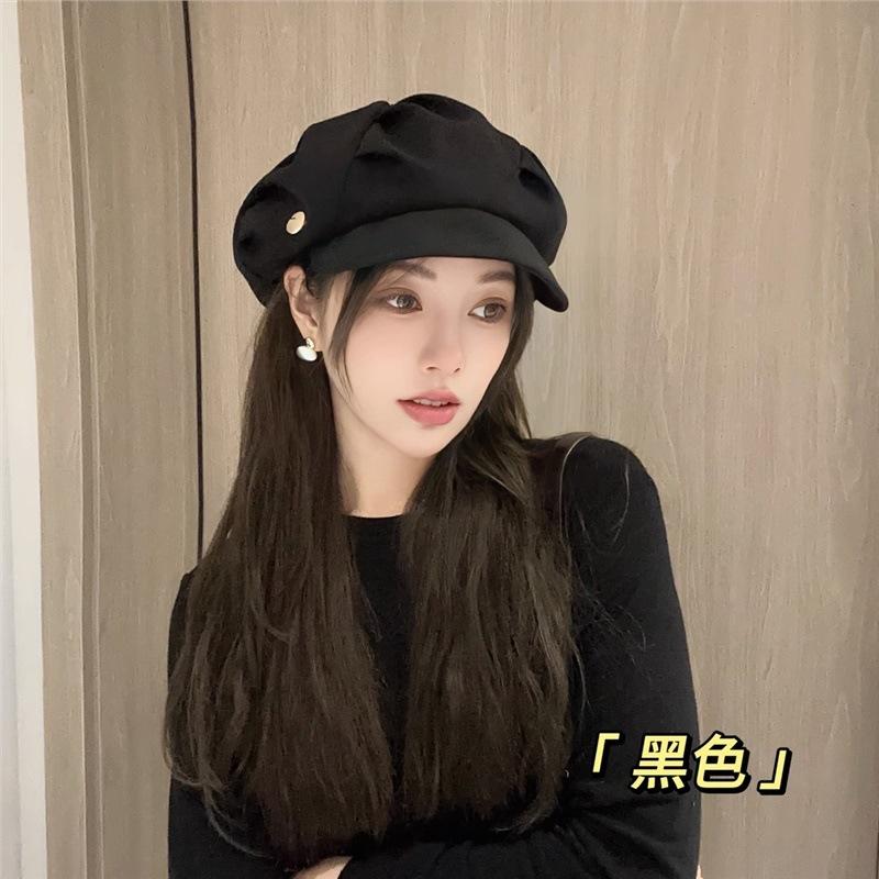 counter quality show face a little cloud octagonal cap female miumiu bag face painter cap casual korean style plain face beret full figure