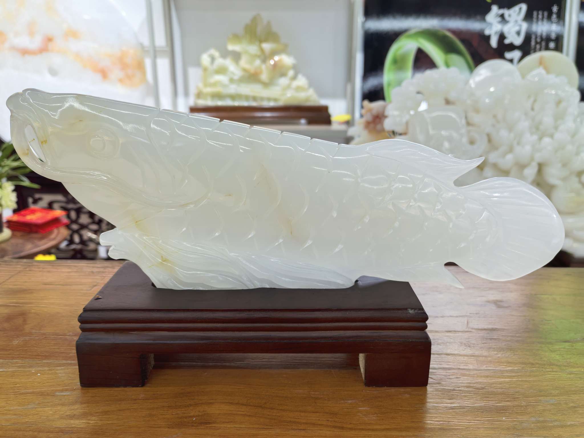 Jade natural cada año hay pescado, pakistán artesanía exquisita regalo decoración decoración decoración creativa hogar sala de estar estética arte colección otros decoración decoración regalo caja de regalo detail image 6
