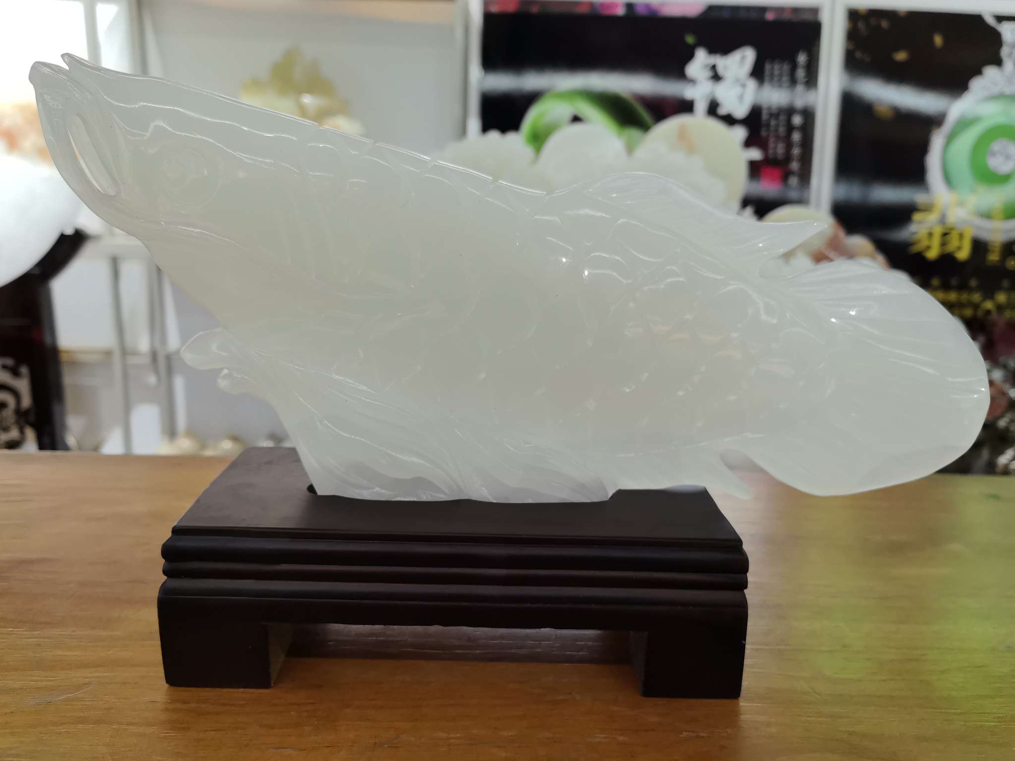 Jade natural cada año hay pescado, pakistán artesanía exquisita regalo decoración decoración decoración creativa hogar sala de estar estética arte colección otros decoración decoración regalo caja de regalo Application Scenario