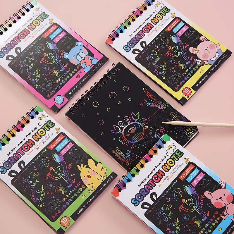 儿童炫彩diy刮刮画创意涂鸦刮画本幼儿园美术刮刮纸趣味刮本批发