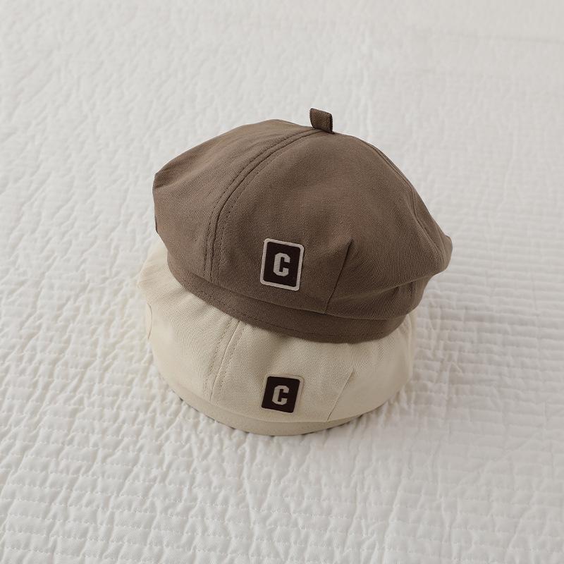 children's c- label hat spring and autumn korean style baby beret summer versatile concave shape boys and girls beret painter hat Specification drawing
