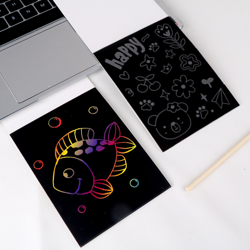 Dazzle color scratch paper papel de dibujo de color para estudiantes de primaria notas graffiti hecho a mano diy scratch paper arte scratch pintura Specification image