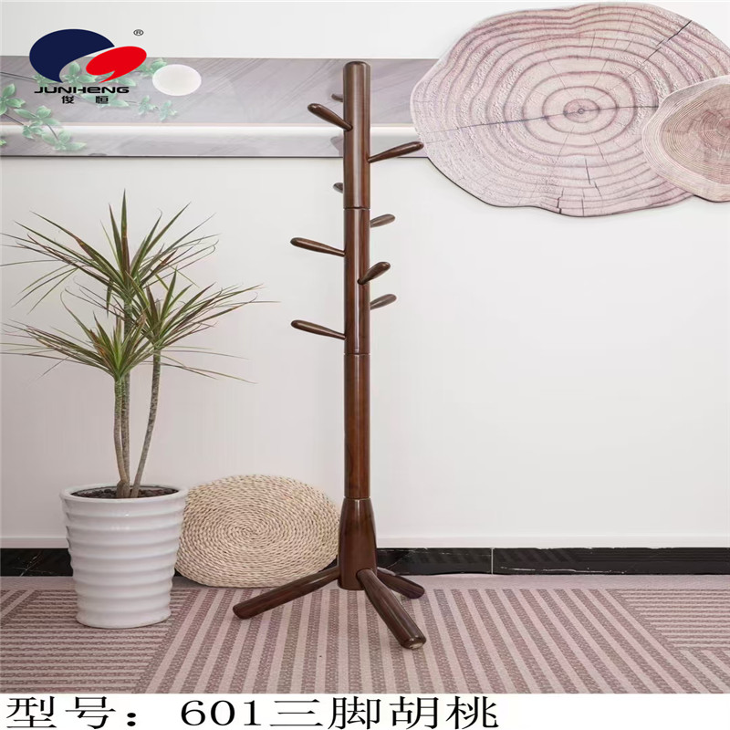 Solid wood coat rack, floor-standing bedroom hanging rack, simple white wax wood living room, hotel office Application Scenario