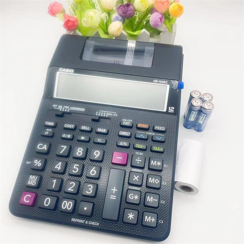 casio hr-100rc two-color printing calculator leather printing size number of sheets hotel financial computer full figure