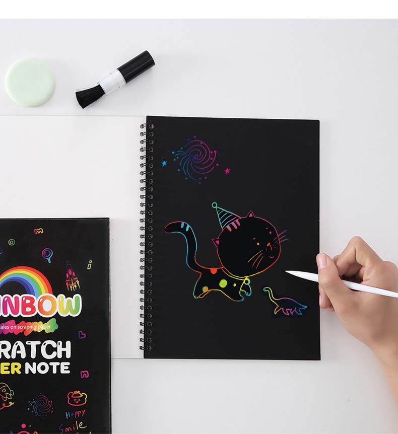 炫彩刮画线圈本DIY手绘本幼儿园手工宝宝早教刮画本跨境绘画玩具详情2