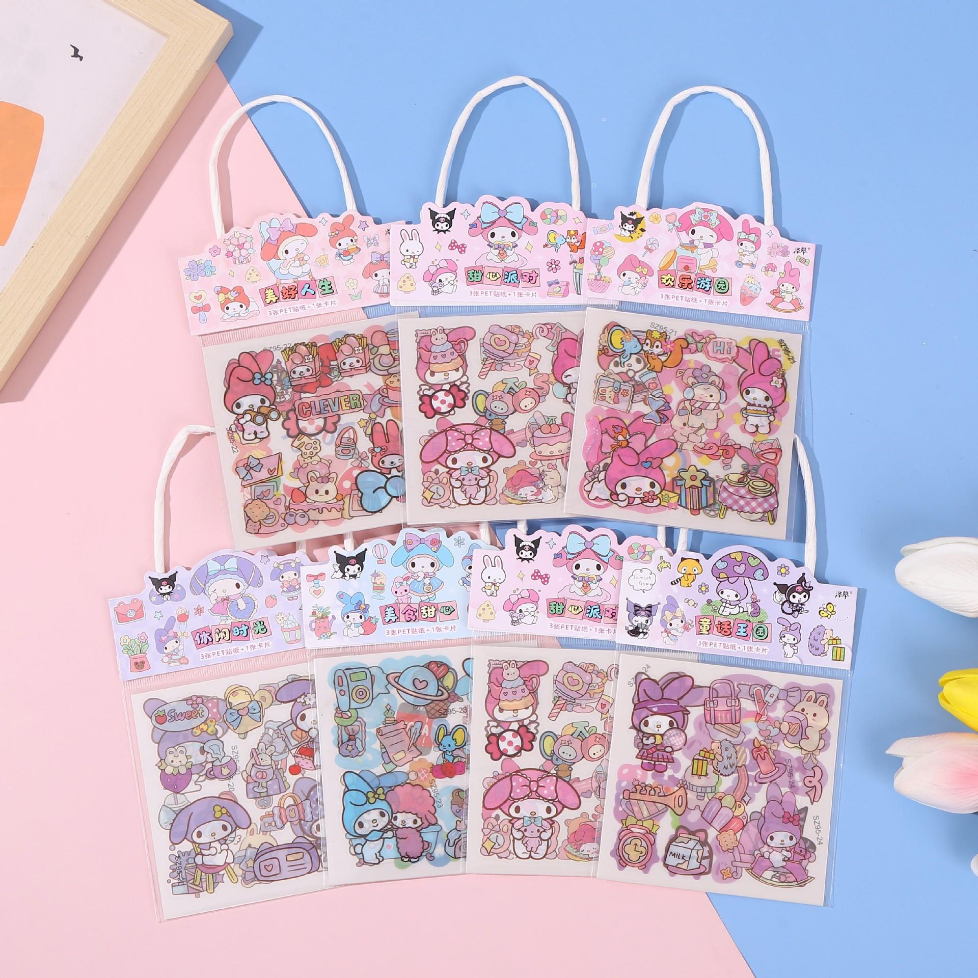 sanrio pet stickers transparent hand account stickers children's cartoon stickers clow m waterproof stickers hand account material stickers Specification drawing