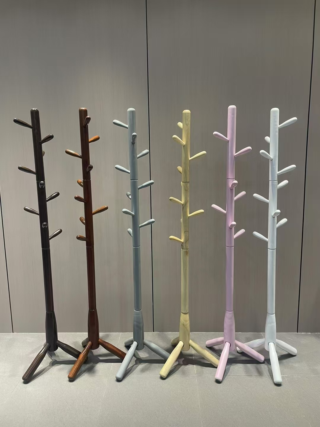 Solid wood coat rack, floor-standing bedroom hanging rack, simple white wax wood living room, hotel office pic 7