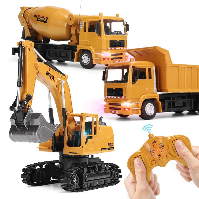 large alloy remote control excavator stirring dumptruck excavator engineering vehicle children's electric toys car park full figure