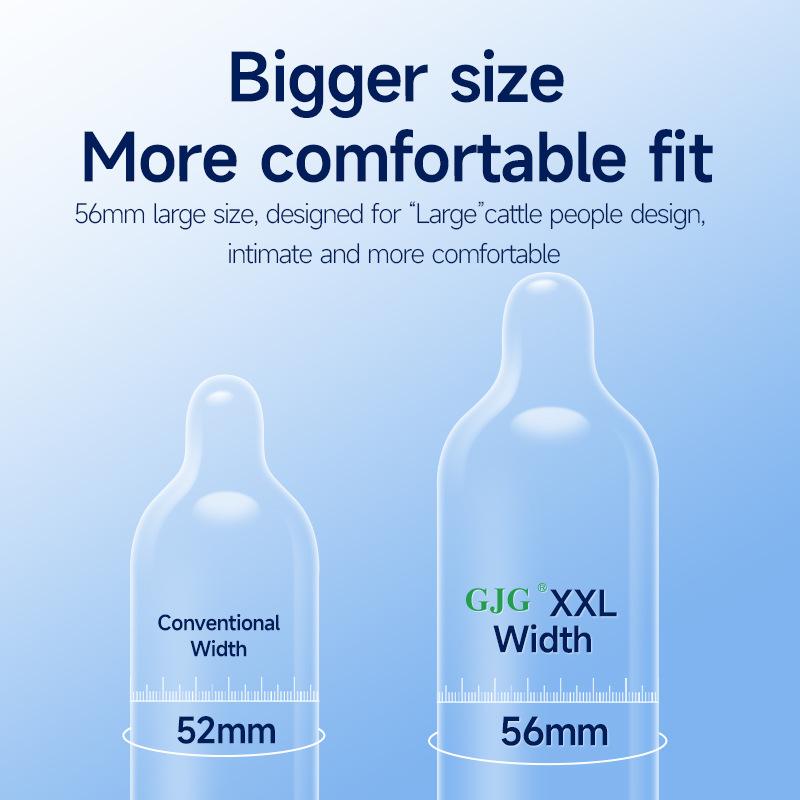 Gjg English Version 10 Condoms Large Condoms XXL Foreign Trade Set 56mm Factory Direct Sales Condom Specification drawing