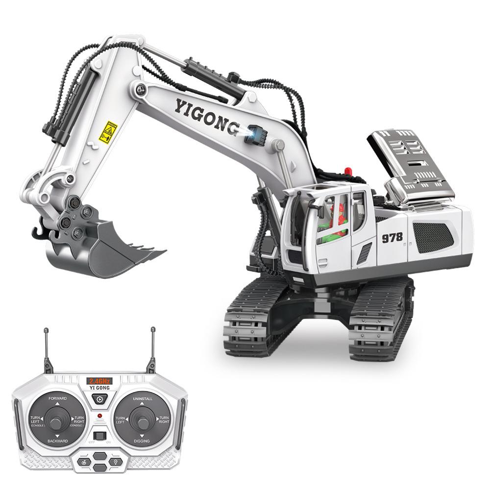 1:24 Nine-Channel Remote Control Excavator Alloy Remote Control Car Self-Unloading Engineering Car Toy Car Children's Garden Bulldozer Item Picture