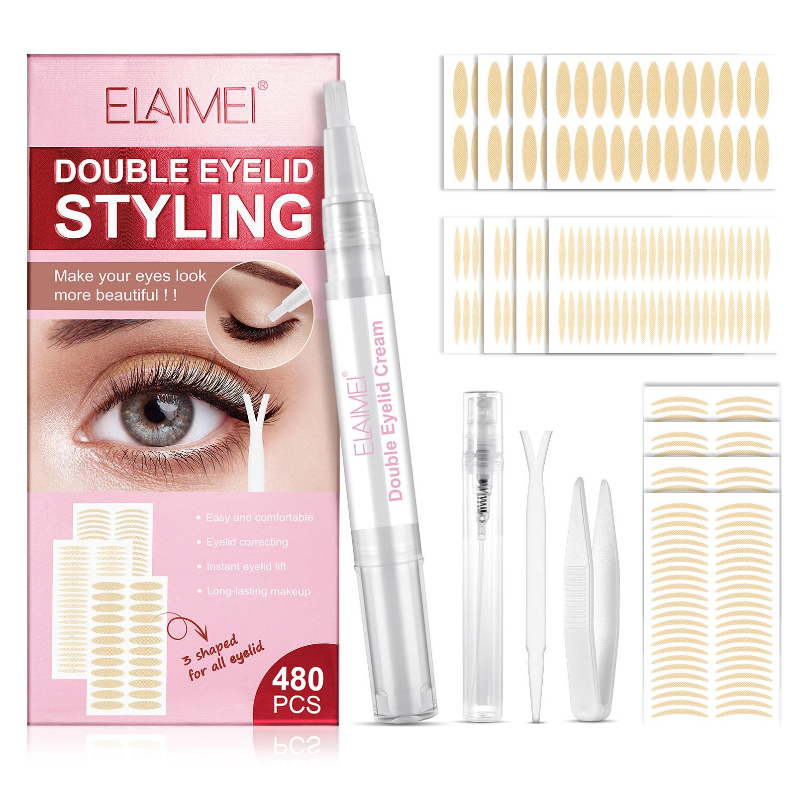 elaimei double eyelid stickers matte lace lightweight natural seamless super invisible long-lasting water spray self-adhesive beauty eye pad Item Picture