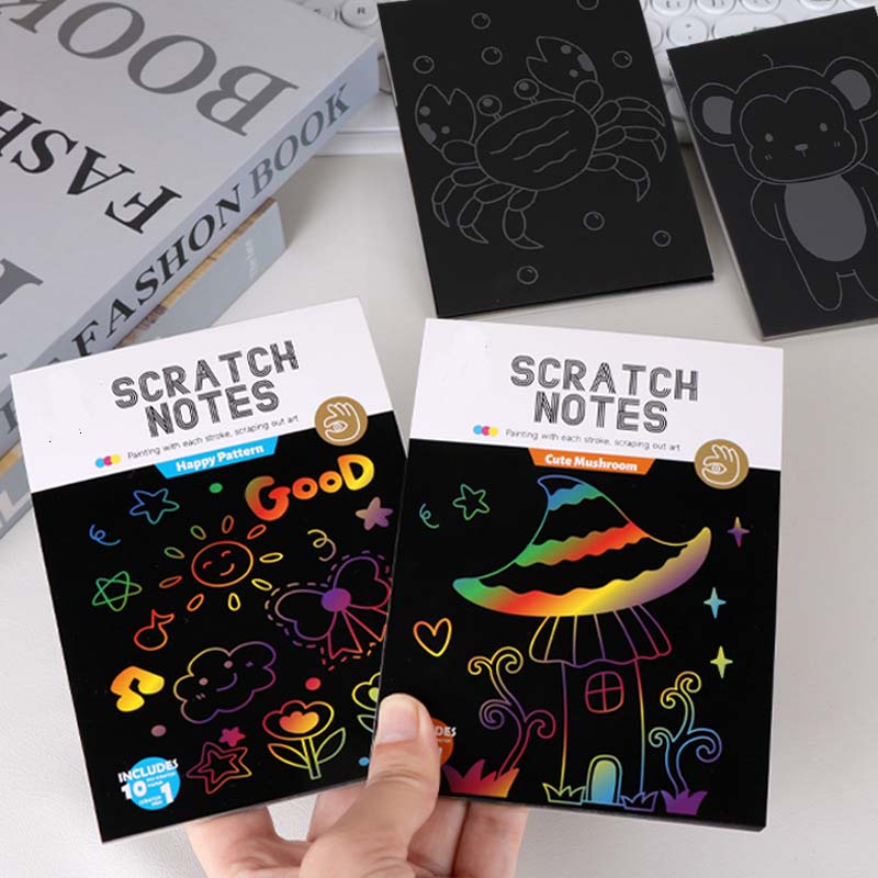 Dazzle color scratch paper papel de dibujo de color para estudiantes de primaria notas graffiti hecho a mano diy scratch paper arte scratch pintura details Picture