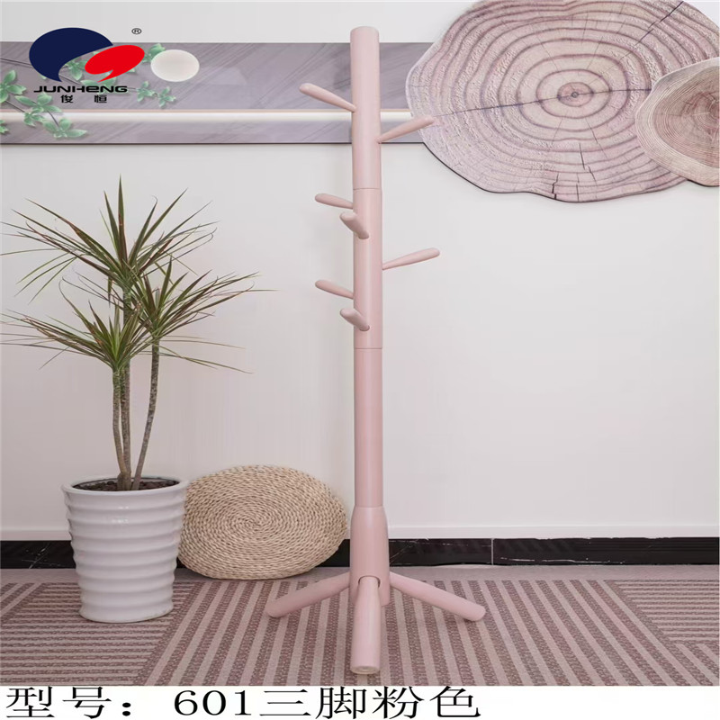 Solid wood coat rack, floor-standing bedroom hanging rack, simple white wax wood living room, hotel office Specification image