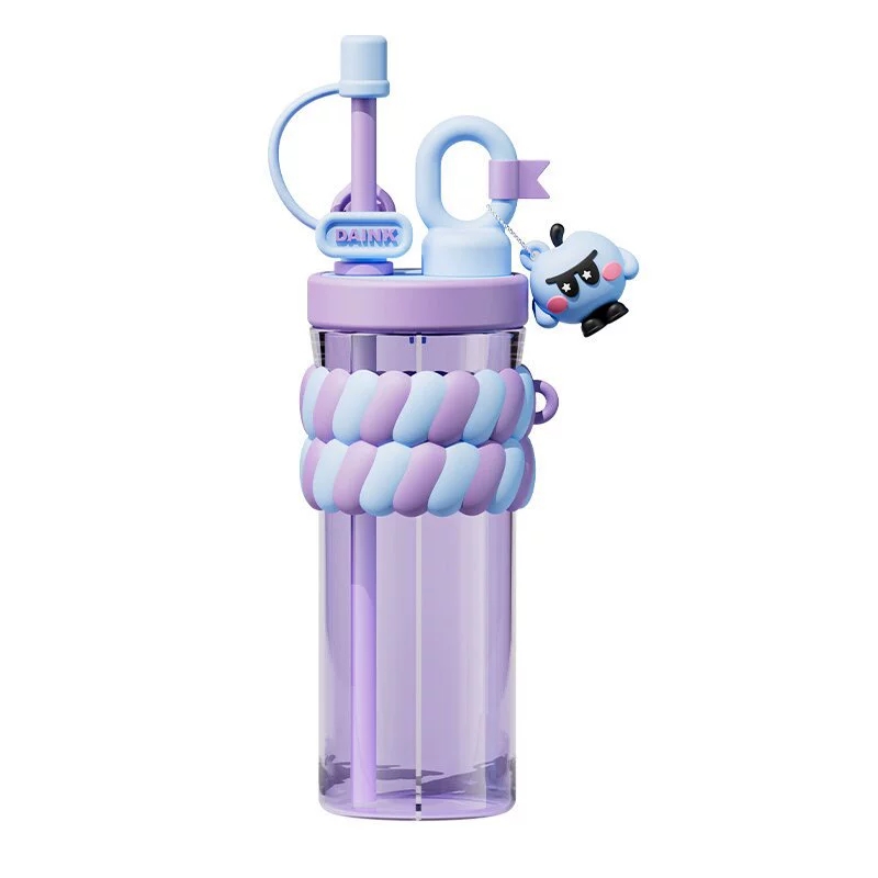 O17-XMS-0789 Dual-drinking dual-compartment cartoon student Cute Plastic Cup Creative Girls' High School Appearance Level Straw Water cup detail image 10