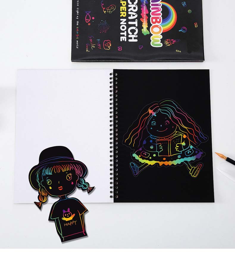 炫彩刮画线圈本DIY手绘本幼儿园手工宝宝早教刮画本跨境绘画玩具详情4