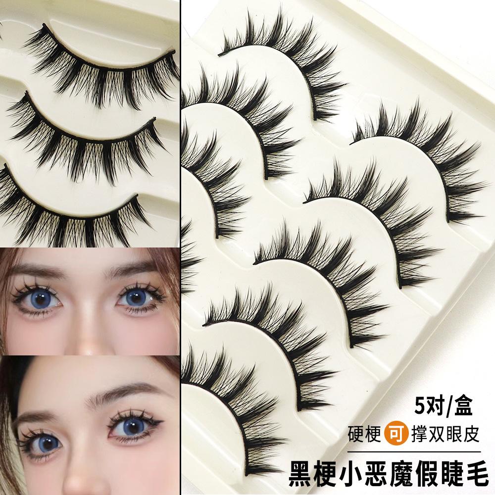 three-branch color r9 swollen eye bubble support double eyelid european and american thick upper mirror internet celebrity little devil hard black stem whole false eyelashes full figure