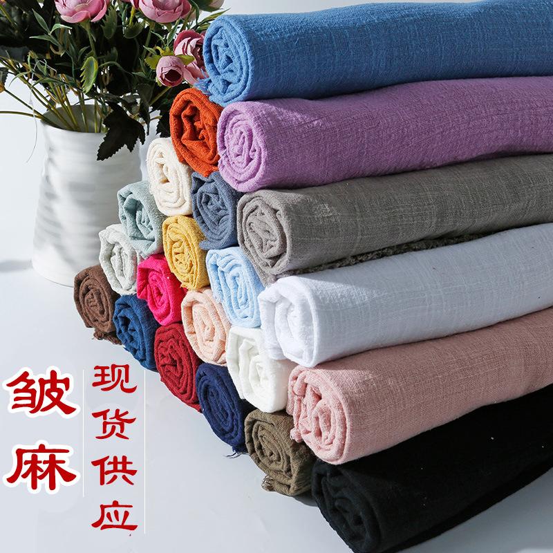 bamboo wrinkled linen cotton and linen clothing fabric summer colorful thin linen plain linen fabric wholesale