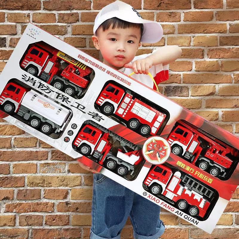 children's fire truck toy model super large simulation inertia engineering vehicle suit gift box stall boy car wholesale full figure