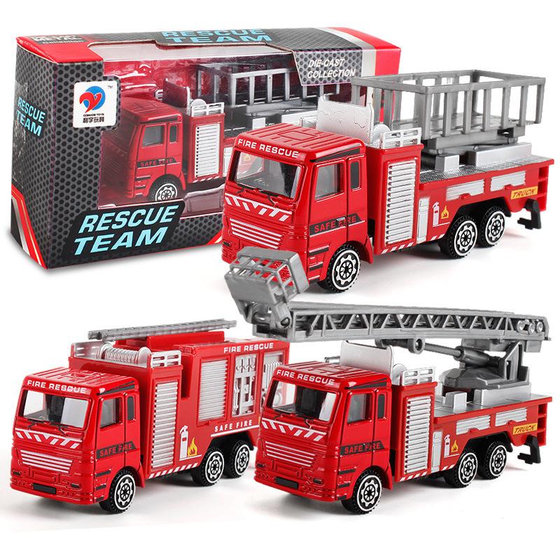 alloy car fire truck mixer truck excavator excavator boy engineering vehicle children's toy suit Specification drawing