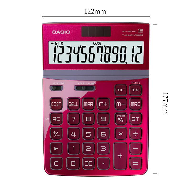 genuine goods casio dw-200tw piano paint panel office finance solar fashion elegant calculator Specification drawing