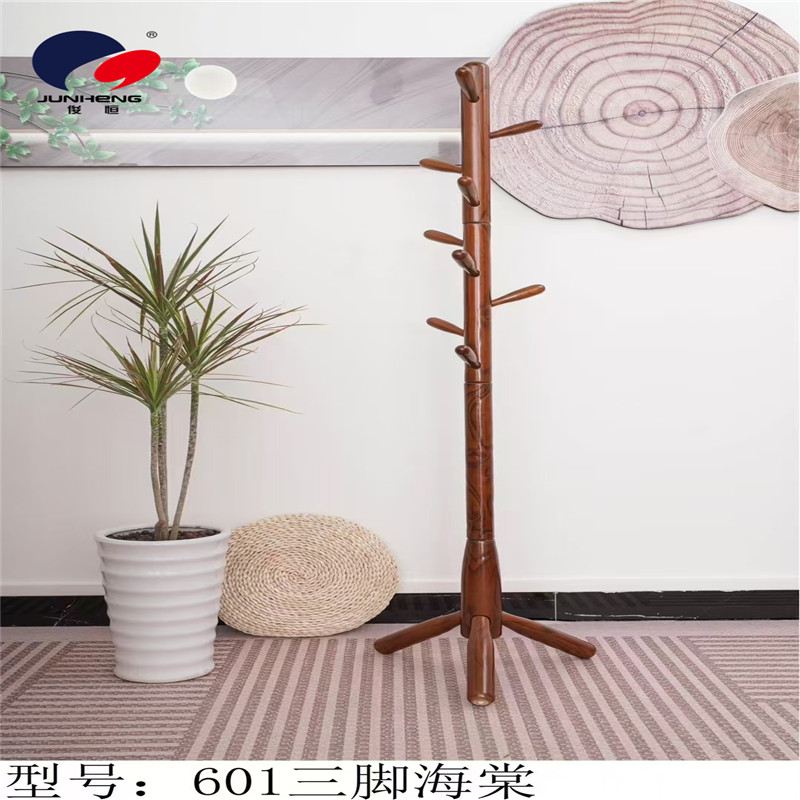 Solid wood coat rack, floor-standing bedroom hanging rack, simple white wax wood living room, hotel office Item Picture