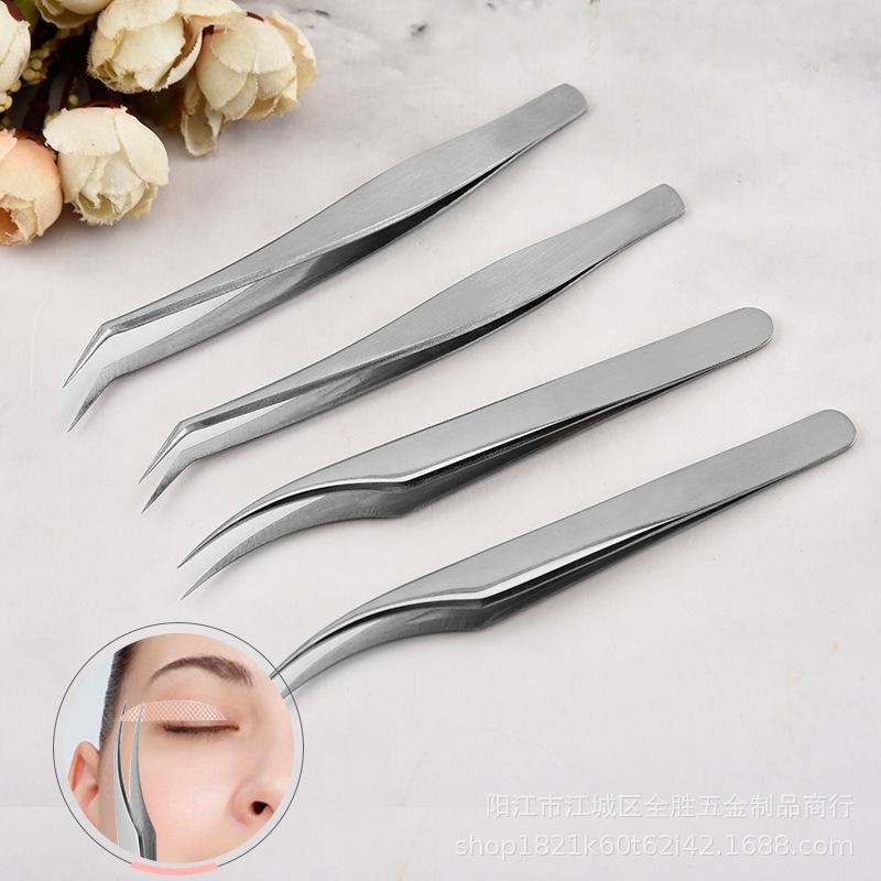 eyelash tweezers silver false eyelashes stainless steel eyebrow clip dual-use double eyelid sticker clip full figure
