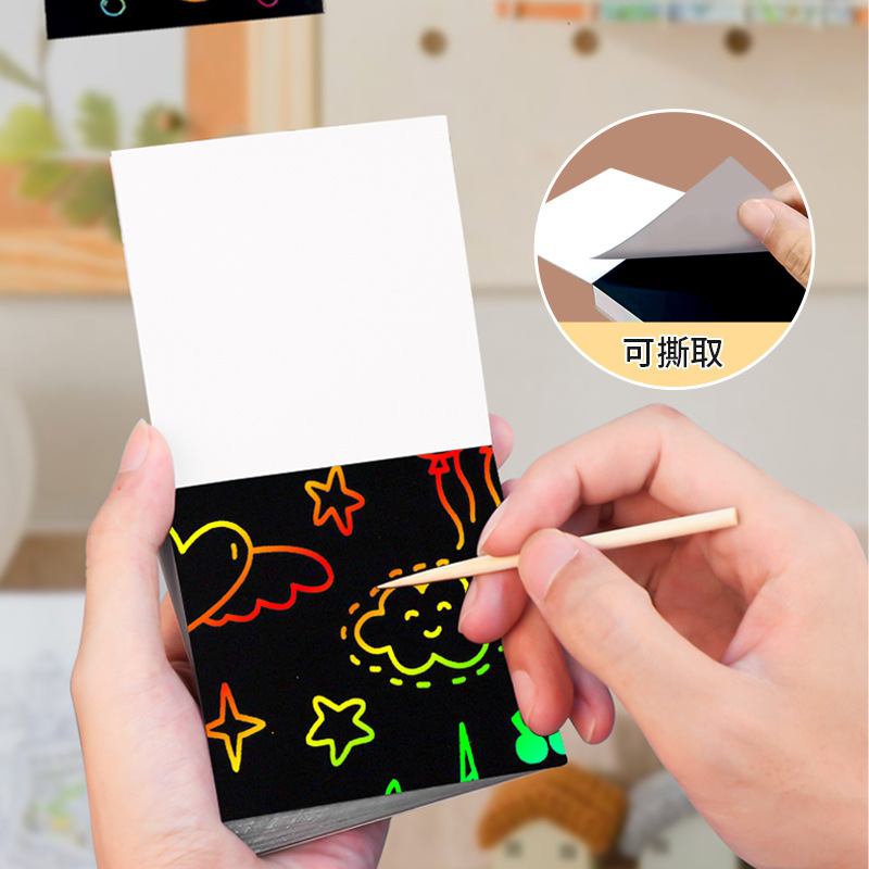 100 educational and colorful scratch paper children's fun diy graffiti scratch notes Specification image