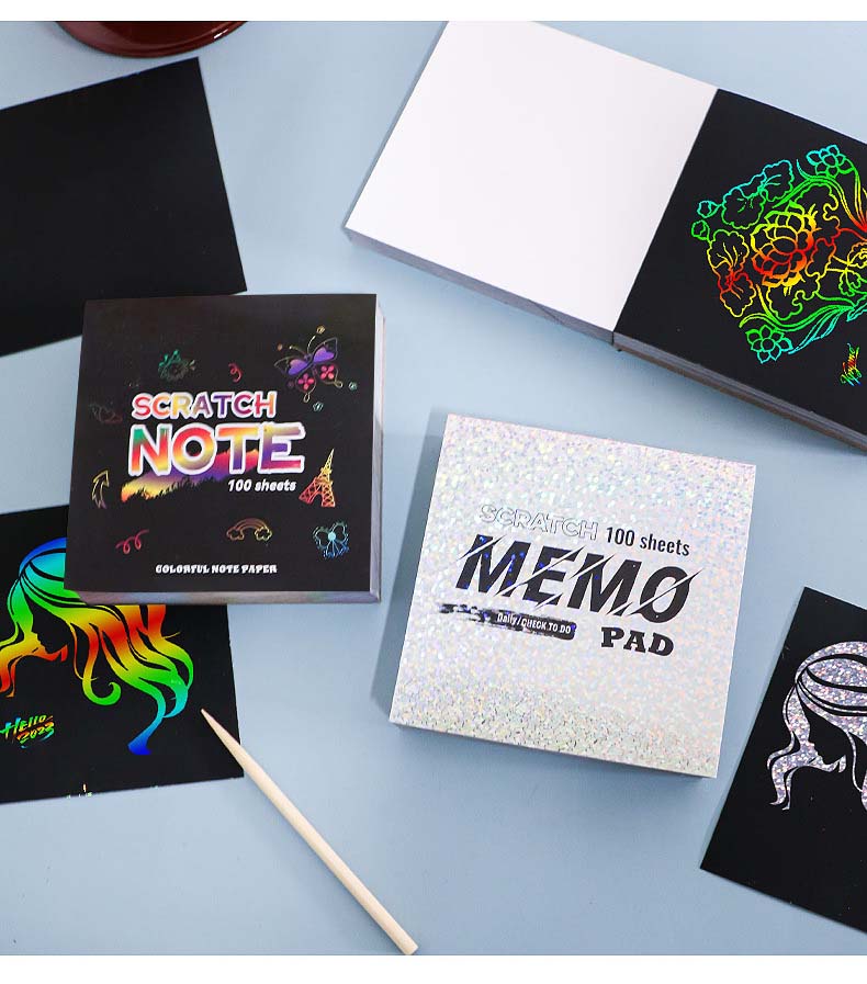 100 educational and colorful scratch paper children's fun diy graffiti scratch notes pic 15