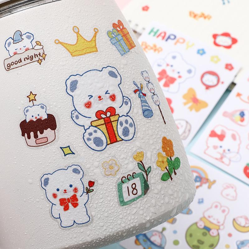 cartoon stickers cup stickers waterproof transparent big belly cup thermos cup daily necessities stickers hand account account cute stickers Specification drawing
