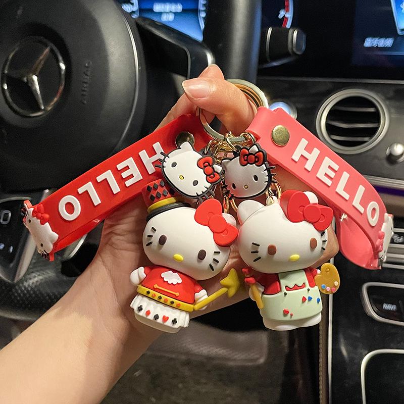 creative cartoon hello kitty hello kitty keychain pendant epoxy couple women's bag personalized small gift ornaments wholesale
