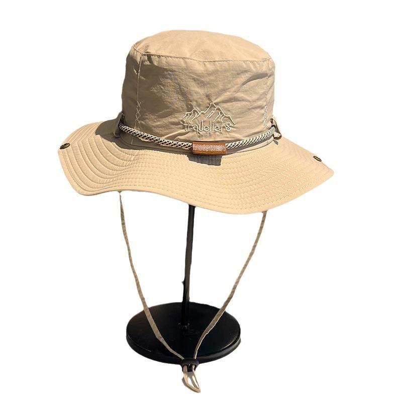 summer outdoor camping quick-drying alpine cap men's and women's japanese drawstring fishing sun-proof bucket hat western denim hat Item Picture