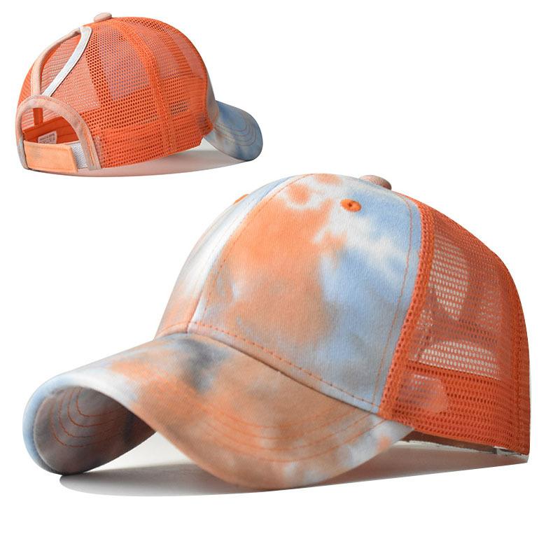 Foreign Trade Popular Style Tie-Dye Hat Breathable European and American Ladies Topless Hat Sun Protection Sun Hat Cotton Cap with Hair Extensions Baseball Cap Item Picture