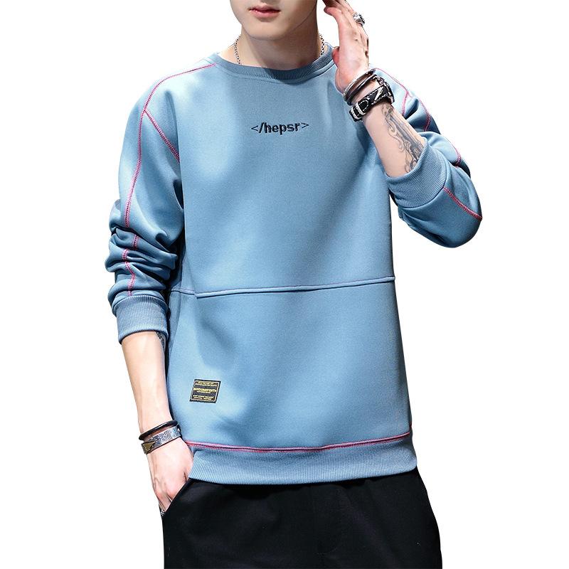 long sleeve t-shirt men's brushed hoody autumn and winter 2024 new fashion brand round neck sweater casual men's top clothing Item Picture